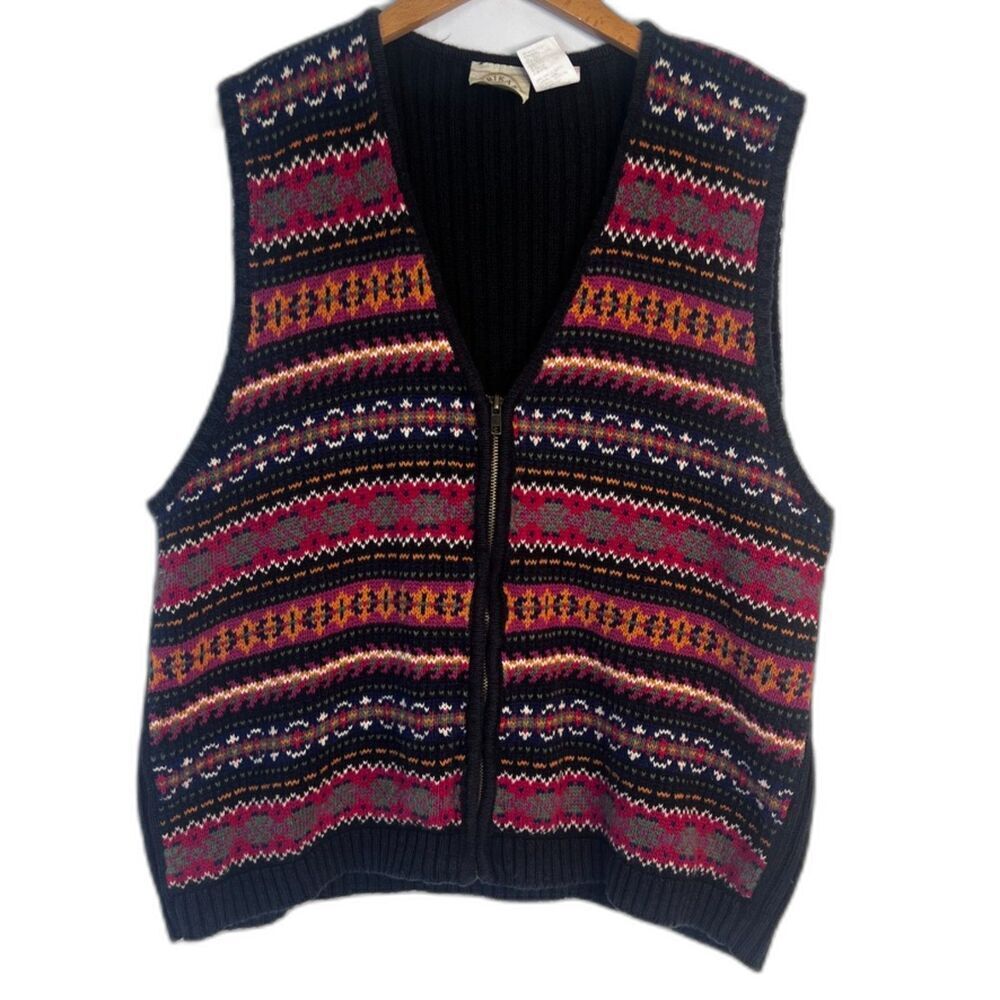Erika II & Company Vintage Sleeveless Full Zip Knit Sweater Vest‎ Size 2X